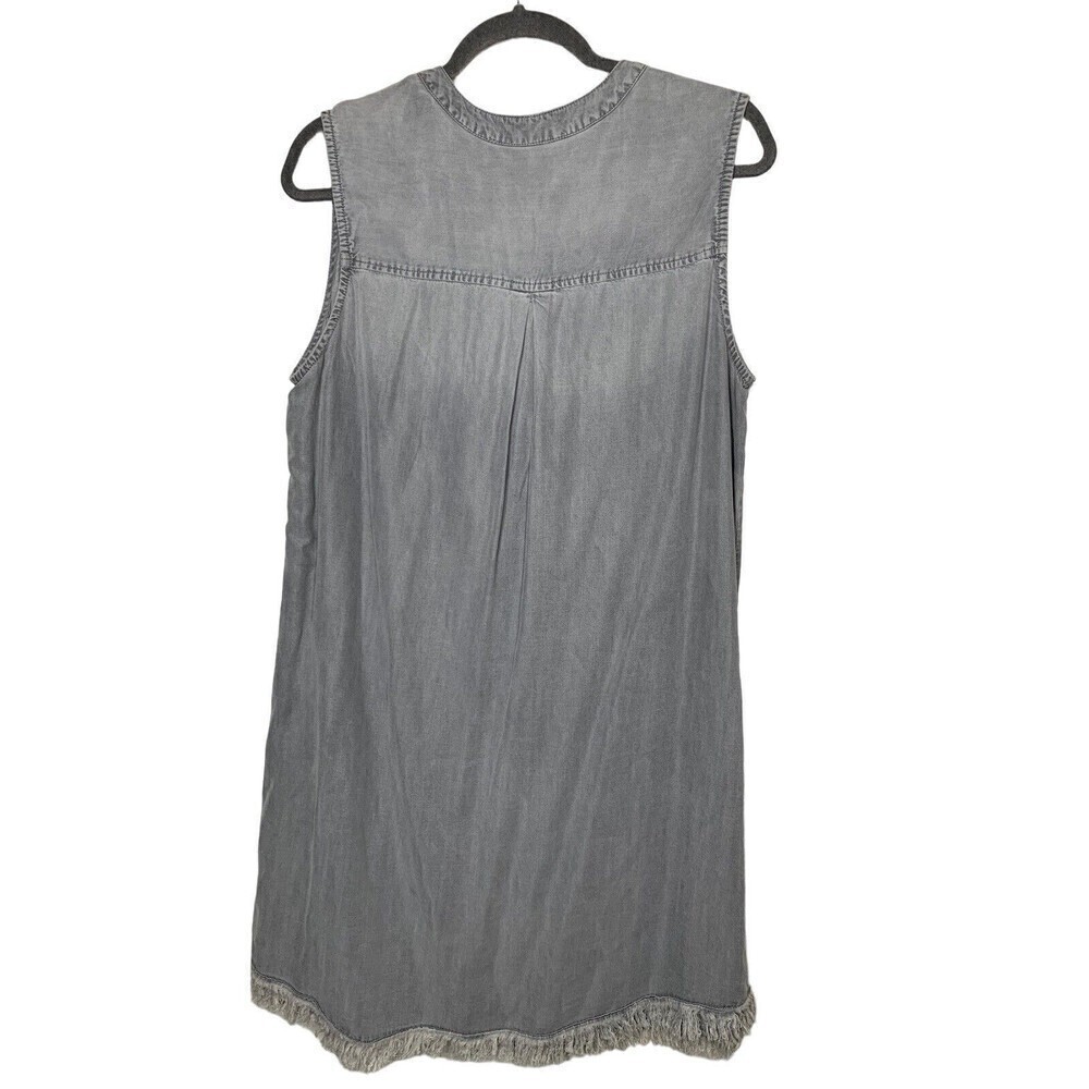 Beach Lunch Lounge Dress Womens Grey Chambray Sleeveless V-Neck Pullover Sz XL - Picture 2 of 5